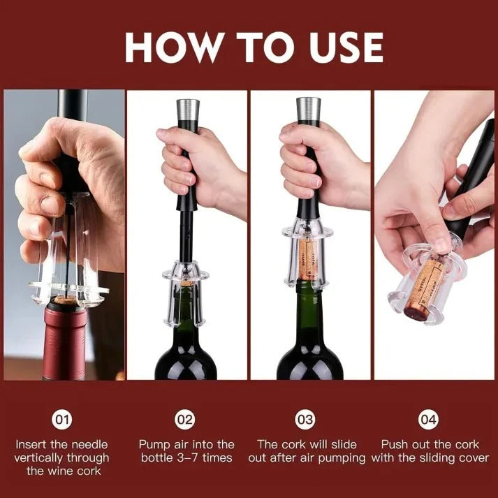 Wine Opener Set with Air Pressure and Needle Cork Extractor Effortless