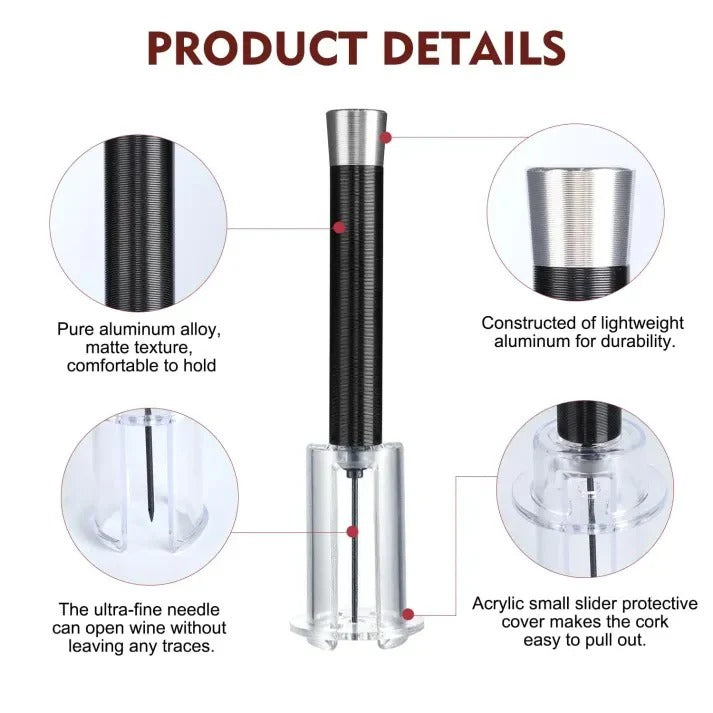 Wine Opener Set with Air Pressure and Needle Cork Extractor Effortless