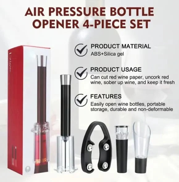 Wine Opener Set with Air Pressure and Needle Cork Extractor Effortless