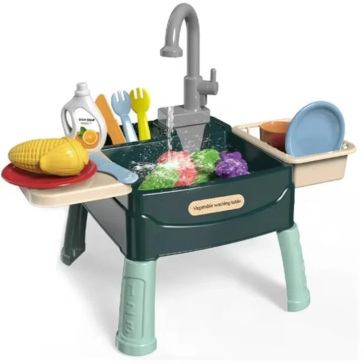 Toddler Play Kitchen Set with Working Water Faucet - Lenila