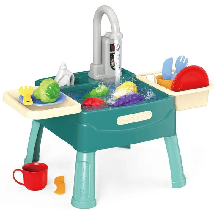 Toddler Play Kitchen Set with Working Water Faucet