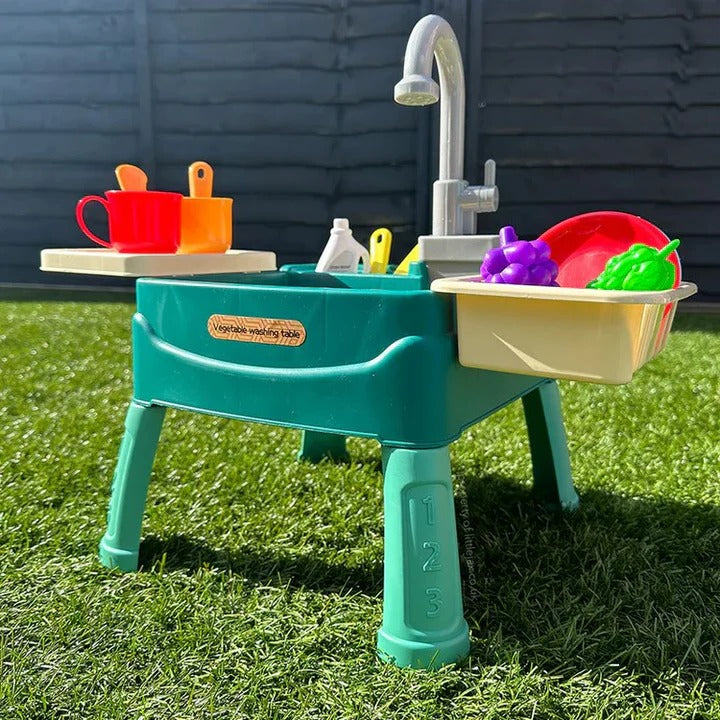 Toddler Play Kitchen Set with Working Water Faucet