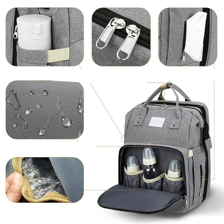 Parent Backpack with Multi-Functional Baby Essentials Storage
