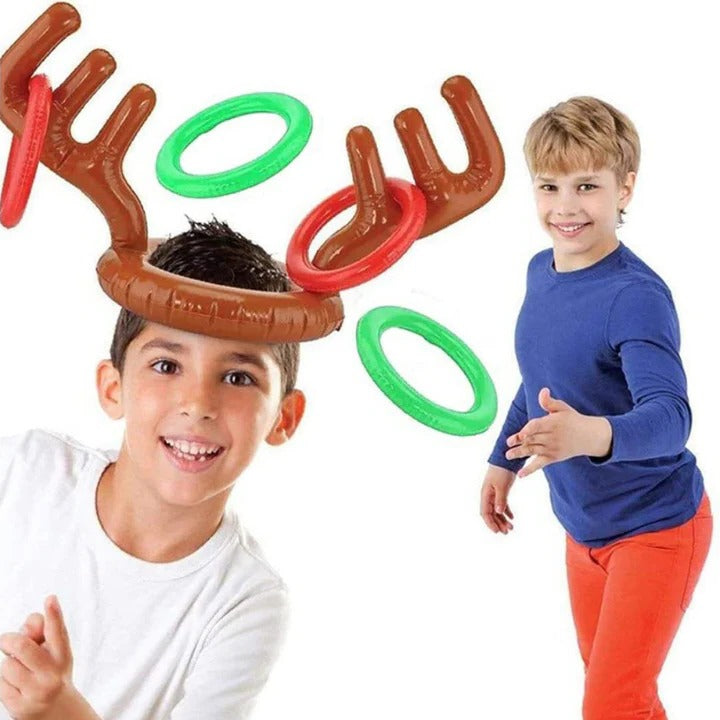 Unisex Inflatable Antler Ring Toss Party Game Set 12-Piece - Lenila