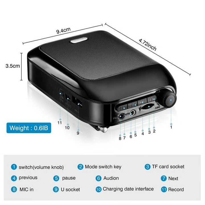 Portable Wireless Bluetooth Voice Amplifier Microphone Speaker