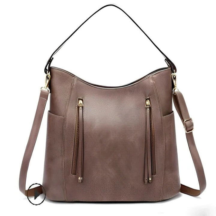 Womens Vintage Leather Shoulder Tote Classic Style