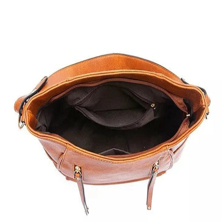 Womens Vintage Leather Shoulder Tote Classic Style