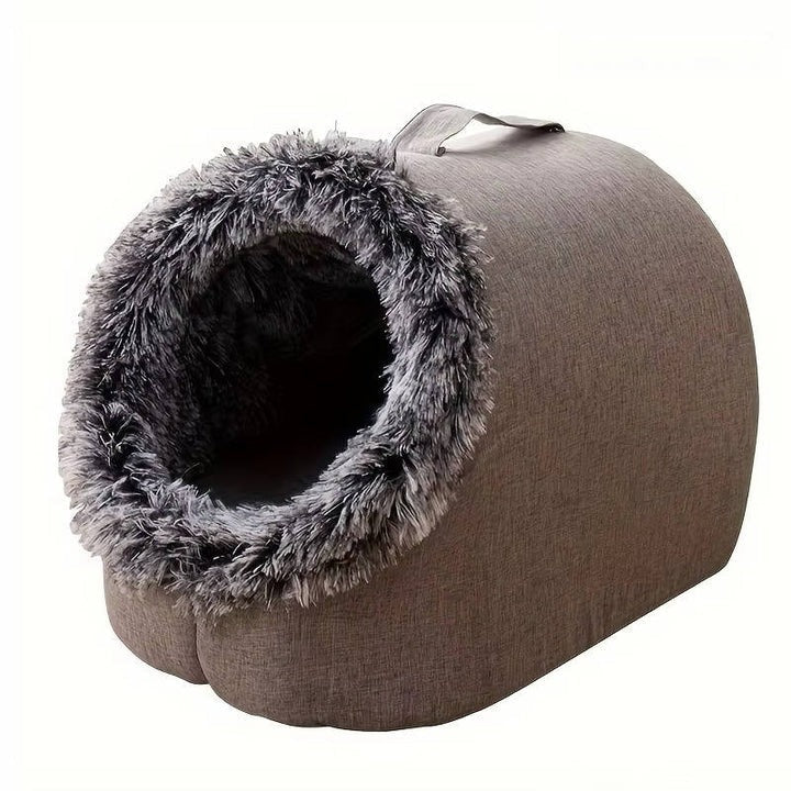 Pet Thermal Sleeping Cave with Faux Fur and Insulated Padding
