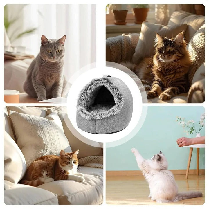 Pet Thermal Sleeping Cave with Faux Fur and Insulated Padding