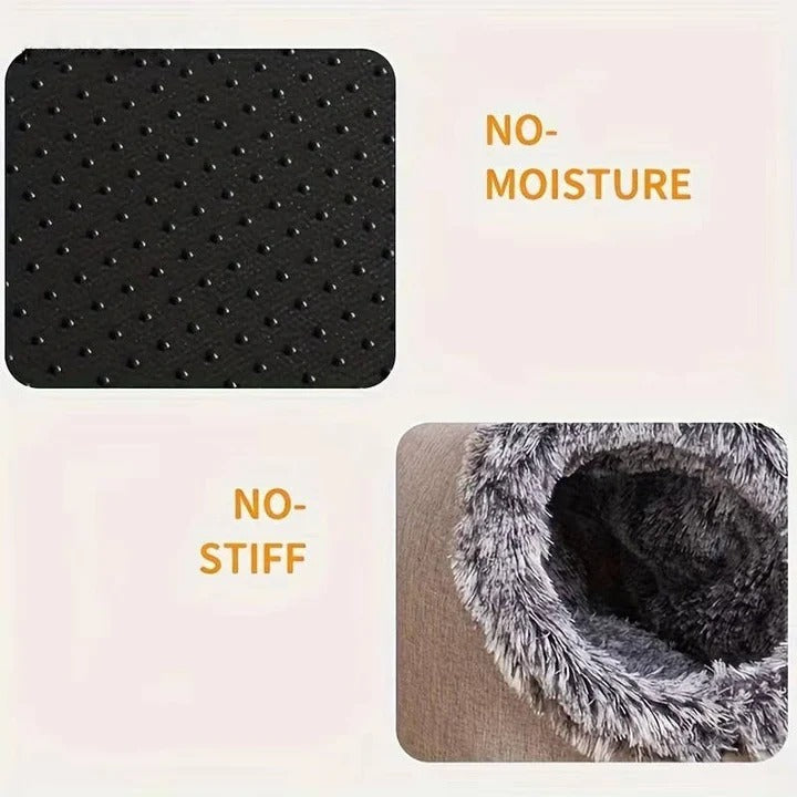 Pet Thermal Sleeping Cave with Faux Fur and Insulated Padding