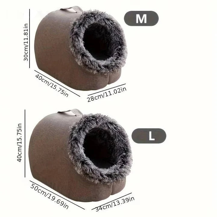 Pet Thermal Sleeping Cave with Faux Fur and Insulated Padding