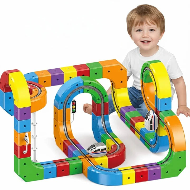 Kids Magnetic Train Track Toy with Interlocking Rails Creative Design