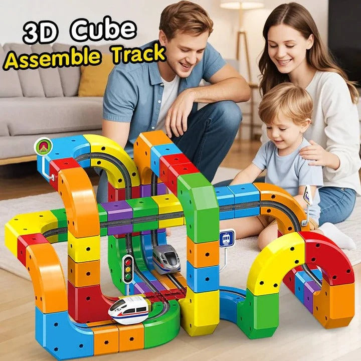 Kids Magnetic Train Track Toy with Interlocking Rails Creative Design
