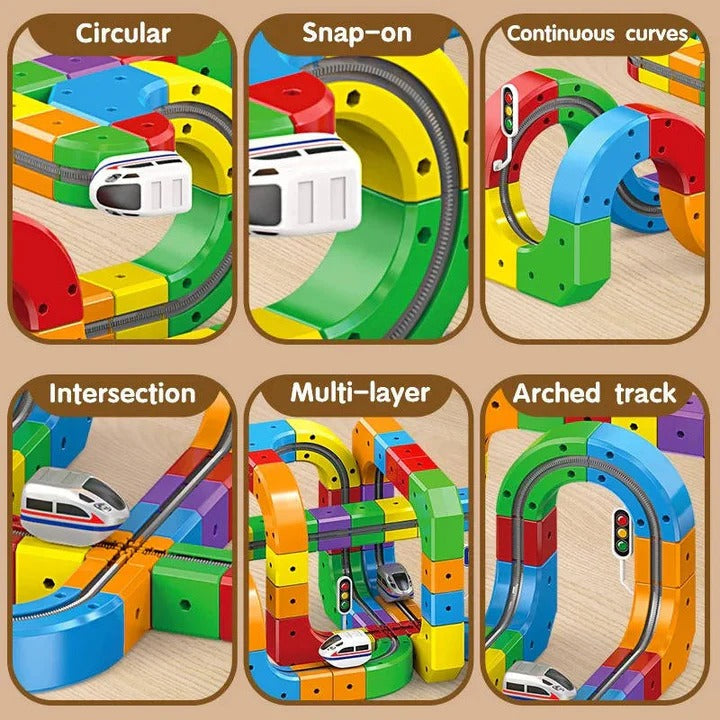 Kids Magnetic Train Track Toy with Interlocking Rails Creative Design