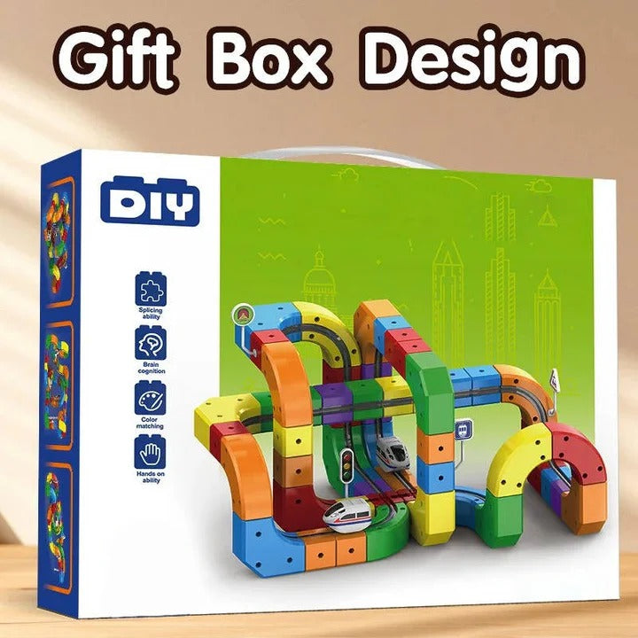 Kids Magnetic Train Track Toy with Interlocking Rails Creative Design