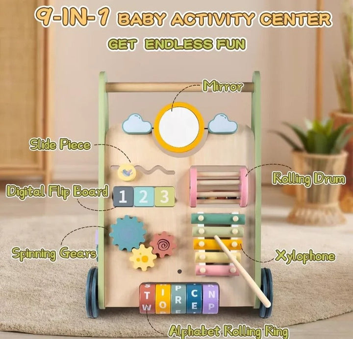 Toddler Wooden Activity Walker and Skill Center