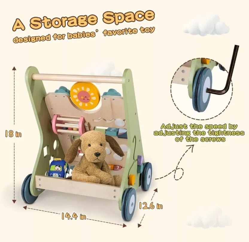Toddler Wooden Activity Walker and Skill Center