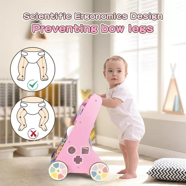 Toddler Wooden Activity Walker and Skill Center