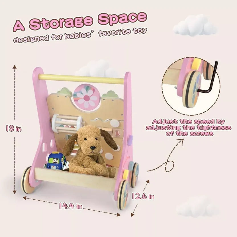 Toddler Wooden Activity Walker and Skill Center