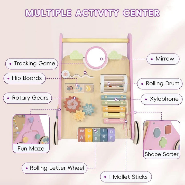 Toddler Wooden Activity Walker and Skill Center