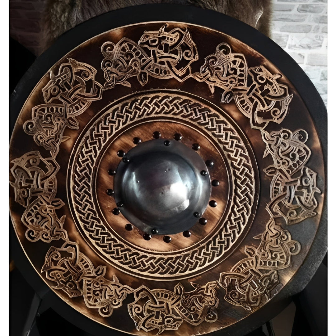 Decorative Wooden Shield Round Design Multiple Options - Lenila