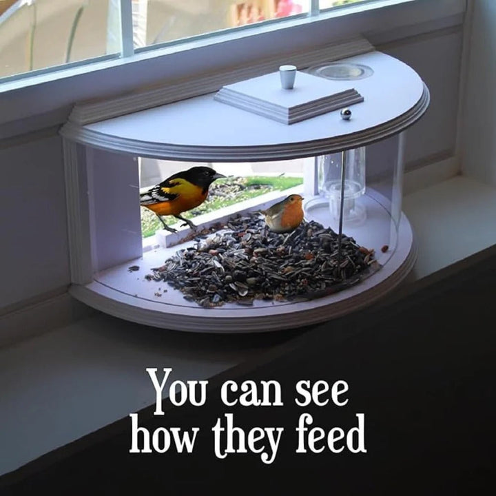 Bird Feeder with Panoramic Window Wide Angle Visibility