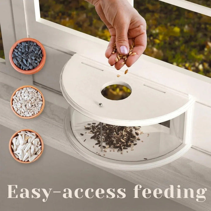 Bird Feeder with Panoramic Window Wide Angle Visibility