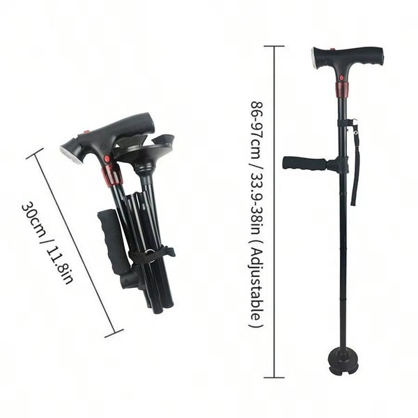 Collapsible Mobility Cane Height Adjustable Emergency Alert