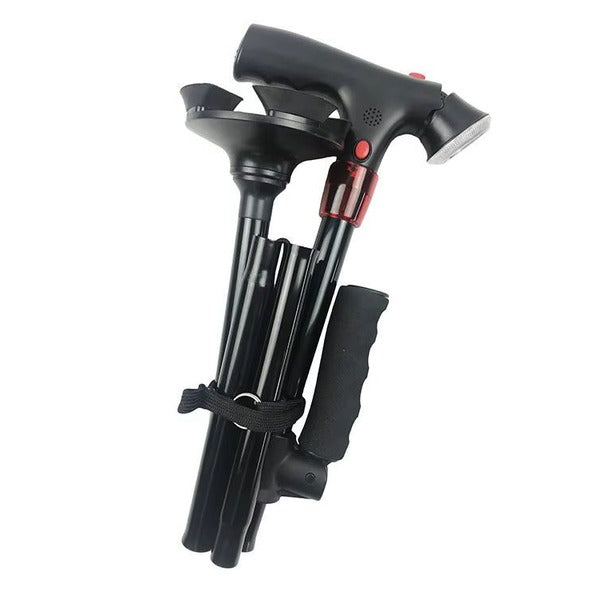 Unisex Collapsible Mobility Cane Height Adjustable Emergency Alert - Lenila
