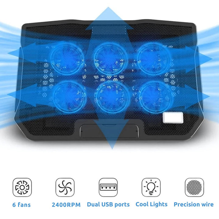 Laptop Cooling Stand with Fan Mesh Speed Control and USB Hub