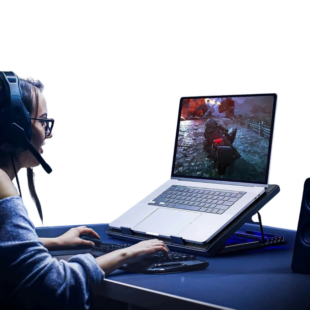Laptop Cooling Stand with Fan Mesh Speed Control and USB Hub