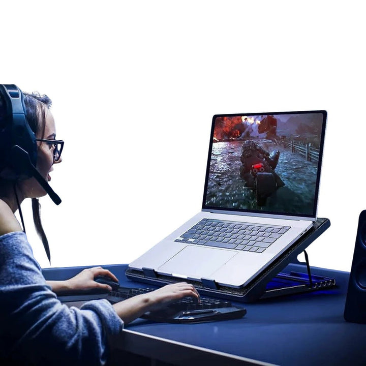 Laptop Cooling Stand with Fan Mesh Speed Control and USB Hub