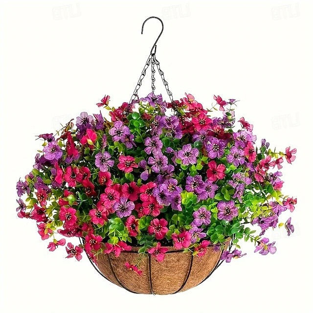 Outdoor Faux Floral Hanging Planter Decorative Wall Display - Lenila