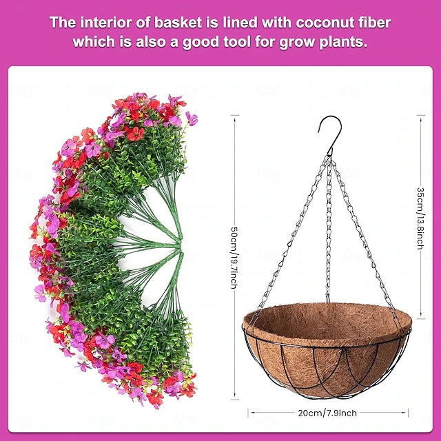 Outdoor Faux Floral Hanging Planter Decorative Wall Display