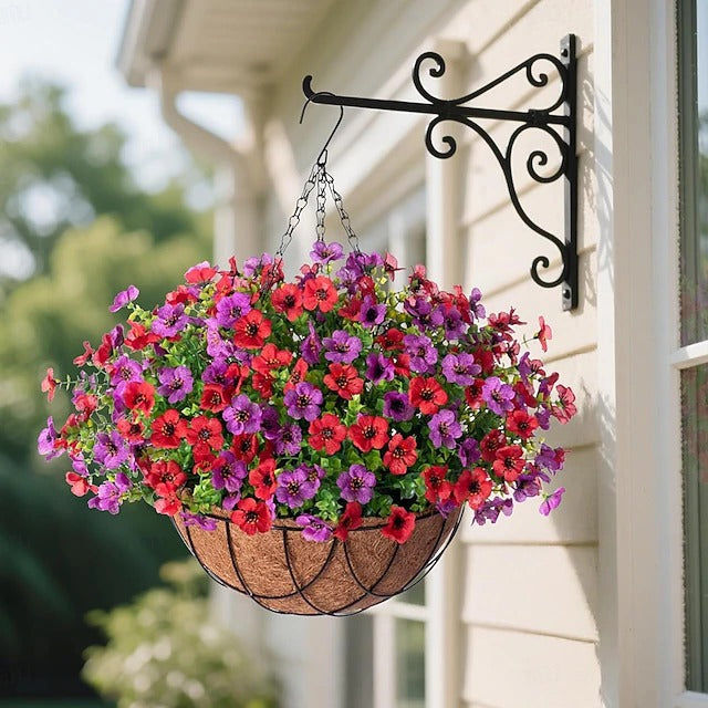 Outdoor Faux Floral Hanging Planter Decorative Wall Display