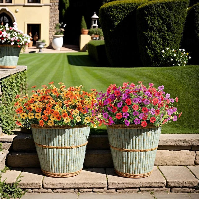 Outdoor Faux Floral Hanging Planter Decorative Wall Display