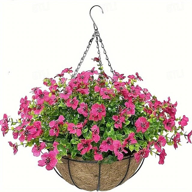 Outdoor Faux Floral Hanging Planter Decorative Wall Display