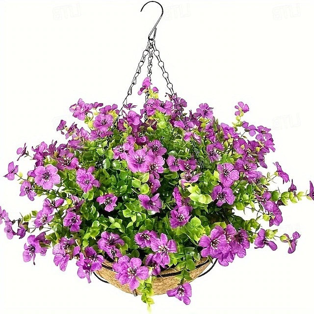 Outdoor Faux Floral Hanging Planter Decorative Wall Display