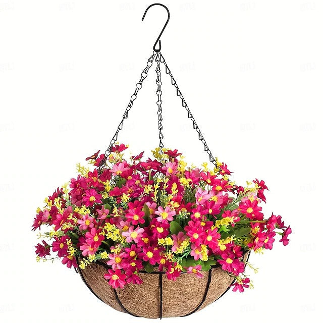 Outdoor Faux Floral Hanging Planter Decorative Wall Display