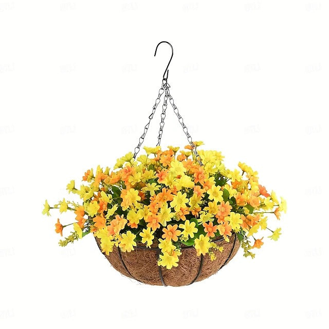 Outdoor Faux Floral Hanging Planter Decorative Wall Display