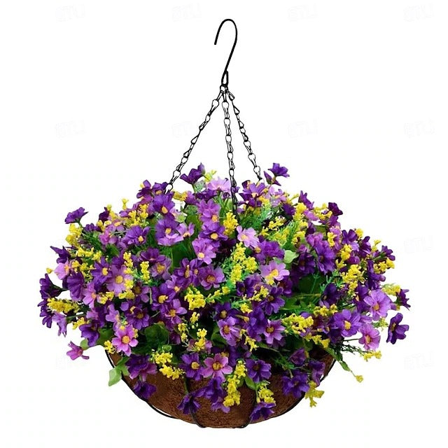 Outdoor Faux Floral Hanging Planter Decorative Wall Display