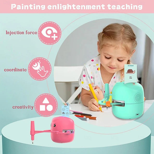 Kids Automatic Sketch Drawing Machine with Pattern Cards and Dual Pens