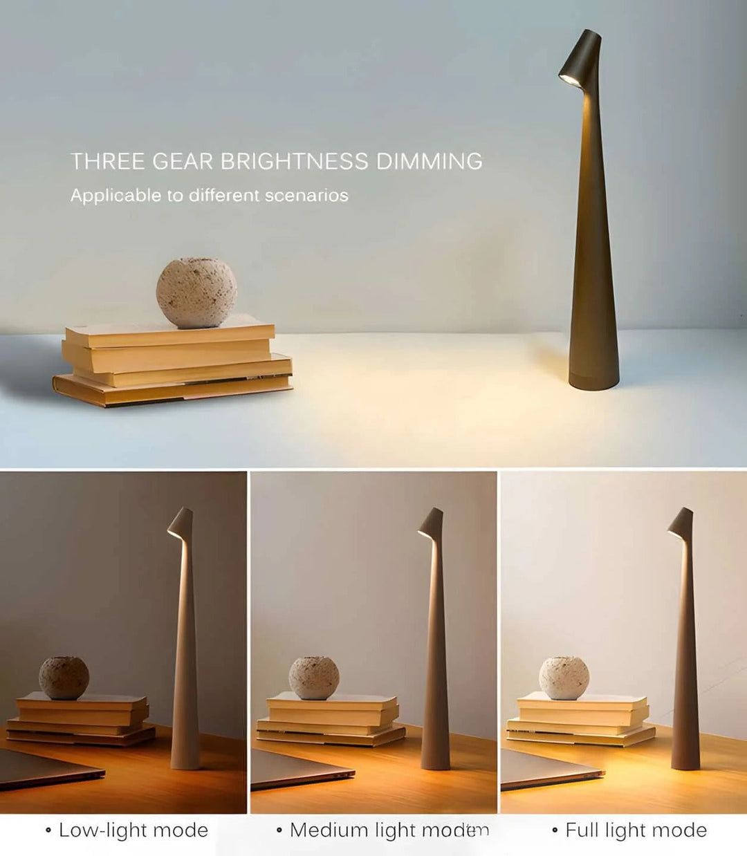 Rechargeable Aluminum Table Lamp Adjustable Brightness USB Port