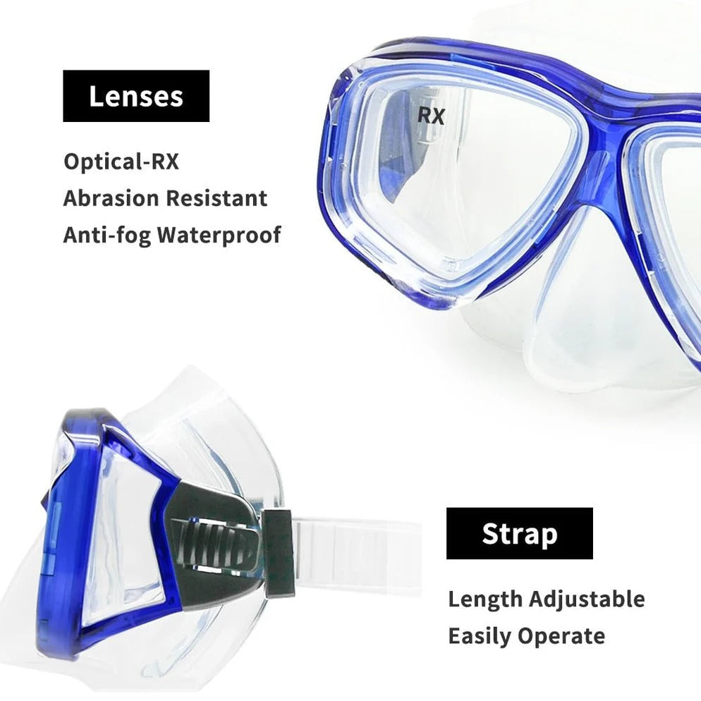 Full Face Scuba Mask Tempered Glass Lens Adjustable Fit