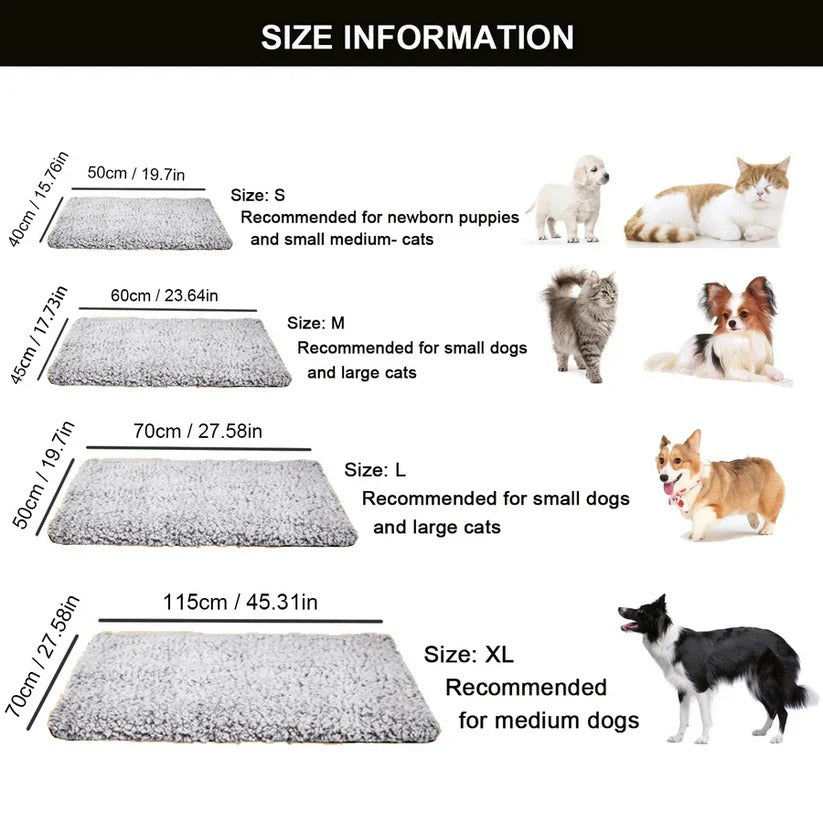 Pet Blanket Self-Warming Washable Design for Cats and Dogs