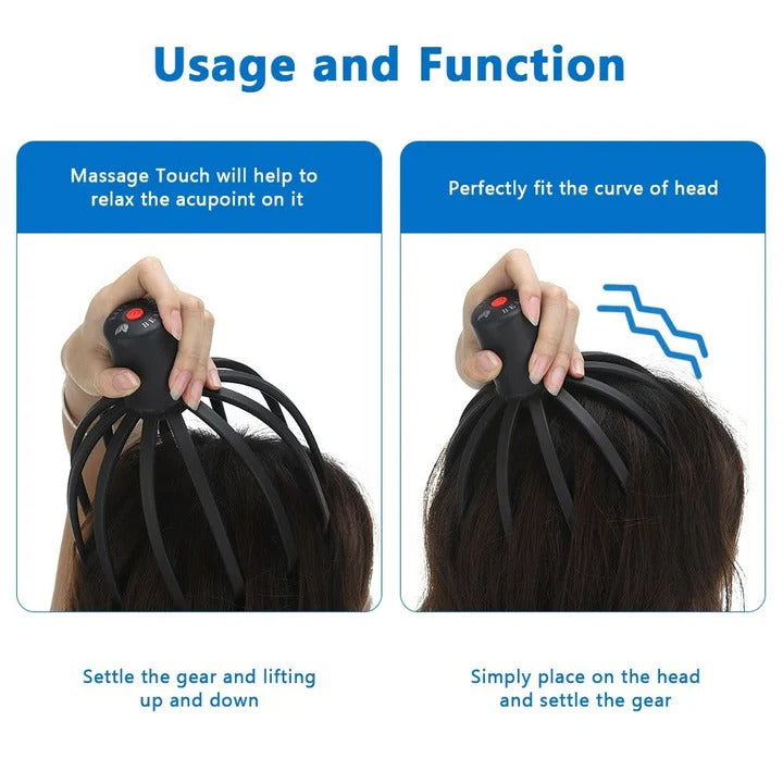 Electric Head Massager USB Rechargeable Octopus Vibration Tool