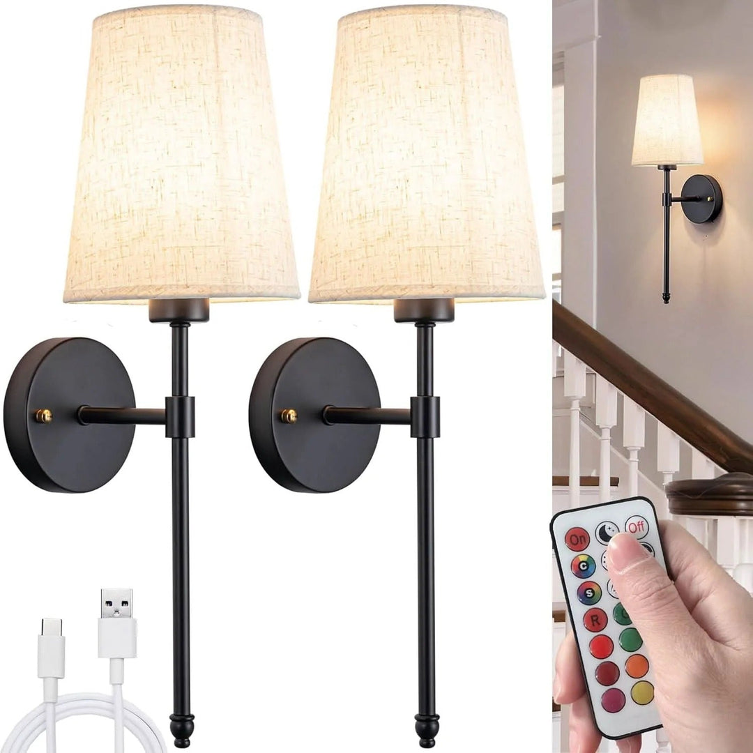 Wireless Wall Mounted Fixtures Battery Operated Set