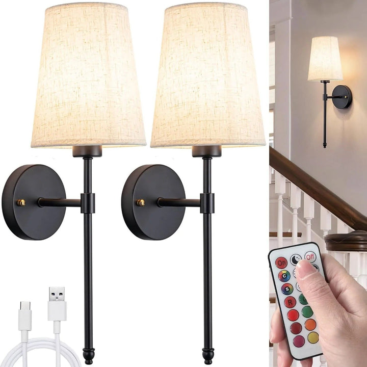 Wireless Wall Mounted Fixtures Battery Operated Set
