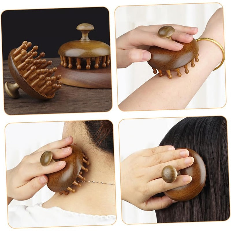 Aromatic Wood Detangling Comb with Scalp Stimulation and Massage