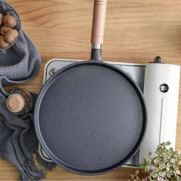 Cast Iron Pancake Pan Uncoated Compatible with Gas Induction